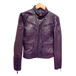 Bebe Women's Leather Motorcycle Jacket Purple